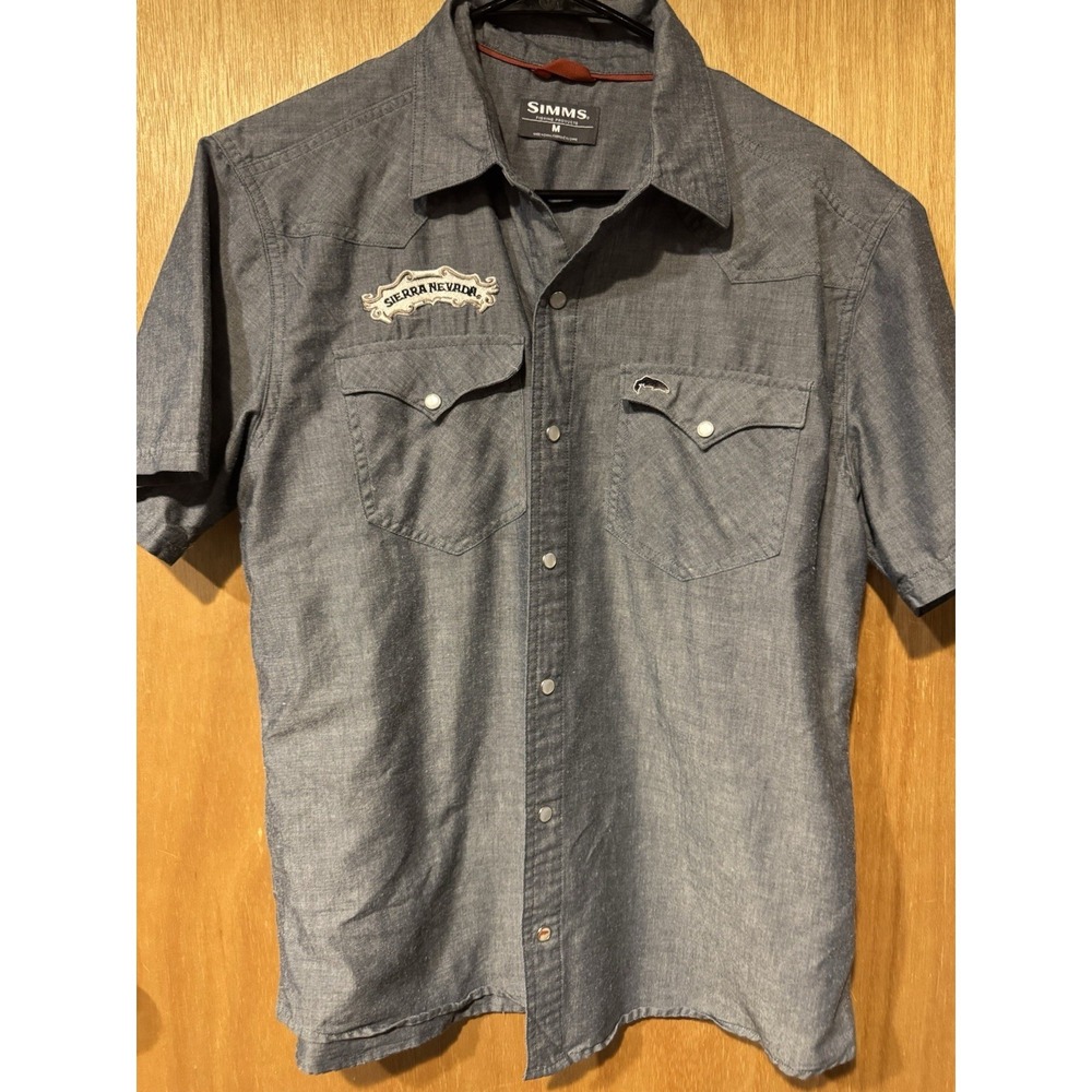 Simms Fishing Sierra Nevada Short Sleeve Medium Peal Snap (B1)